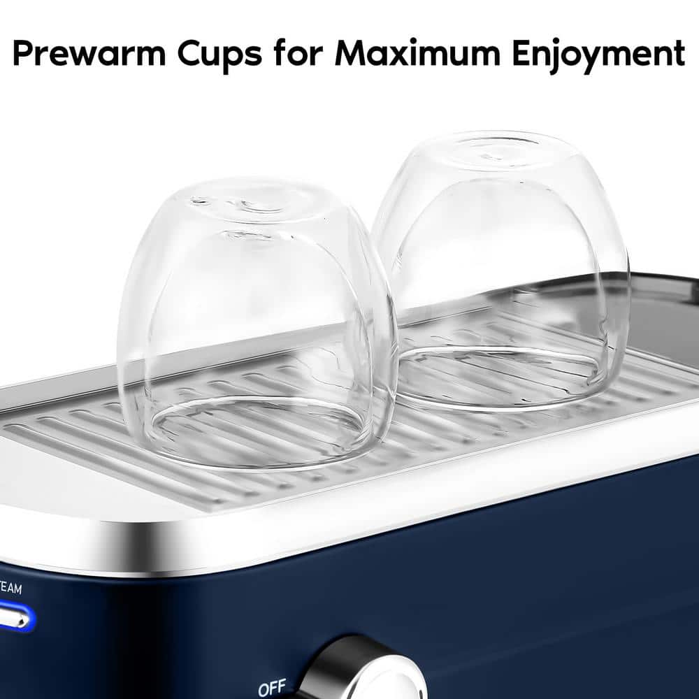 Sapphire Blue Semi-Automatic Espresso Machine with Steam Wand