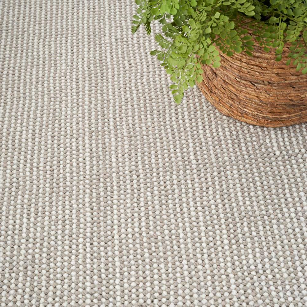 Ivory Mocha Rectangular Synthetic Easy Care Area Rug 5'3" x 7'