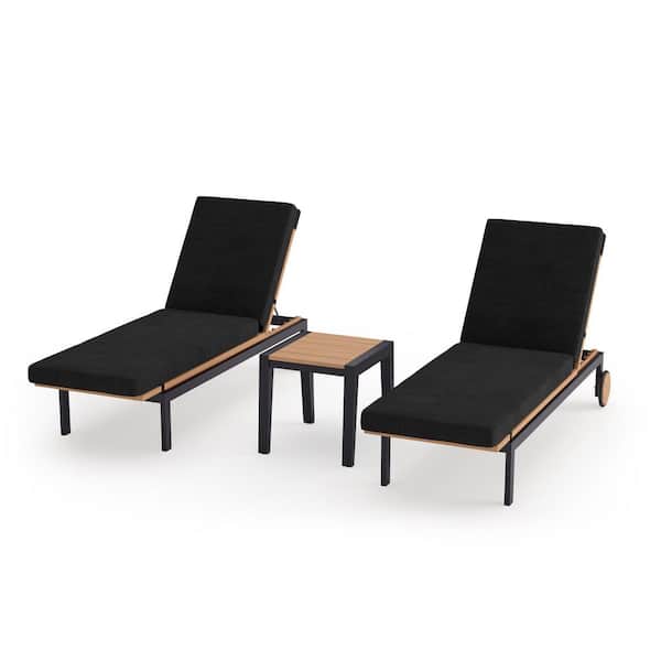 NewAge Products Rhodes 3 Piece Aluminum Outdoor Lounge Chair and Side Table in Loft Charcoal Cushions
