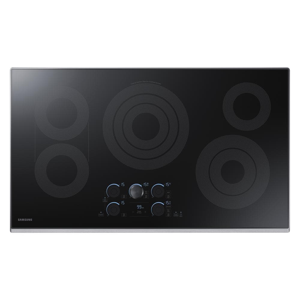 Samsung 36 in. Radiant Electric Cooktop in Stainless Steel with 5 Elements including Rapid Boil and WiFi, Silver