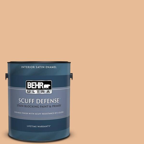 BEHR ULTRA 1 gal. #280C-3 Fresh Praline Extra Durable Satin Enamel Interior Paint & Primer