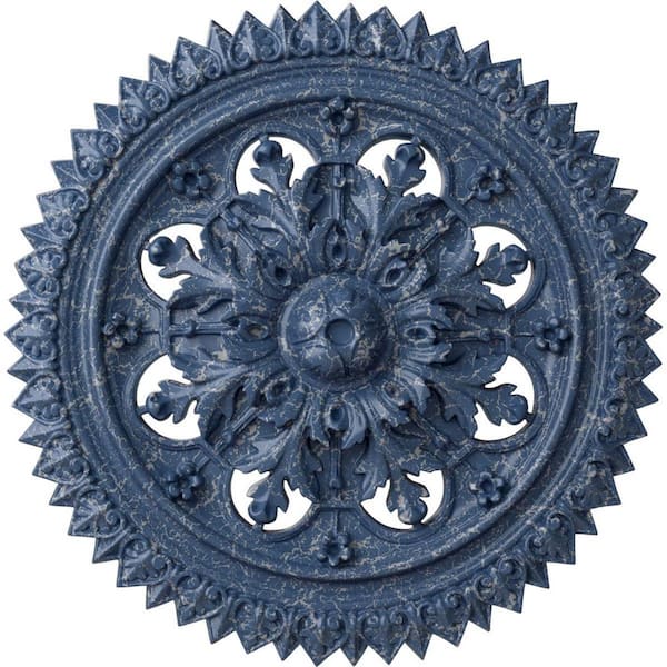 Ekena Millwork 21-5/8 in. x 2-1/2 in. York Urethane Ceiling Medallion (Fits Canopies upto 3-5/8 in.), Americana Crackle