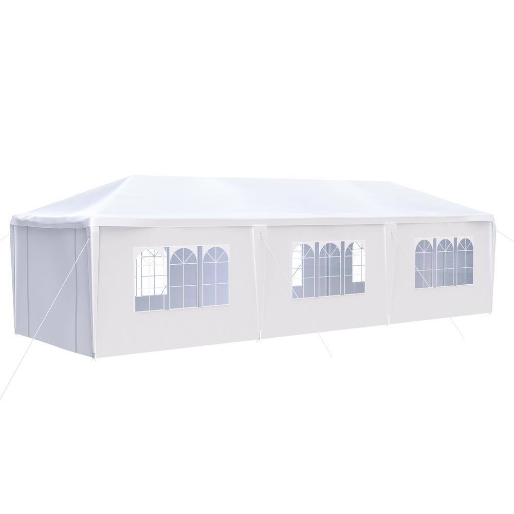 10 ft. x 30 ft. White Outdoor Wedding Party Canopy Tent with 8 Removable Si