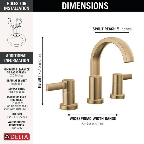 Delta Arcadia Champagne Bronze Widespread 2-Handle