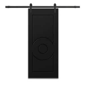 24 in. x 84 in. Black Stained Composite MDF Paneled Interior Sliding Barn Door with Hardware Kit