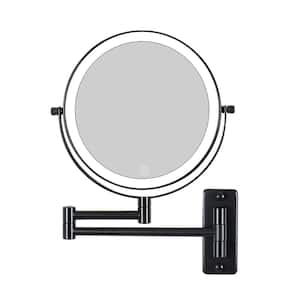 8 in. x 8 in. Small Round Magnifying Adjustable 1x/10x Magnification LED Lights Wall Mounted Bathroom Makeup Mirror