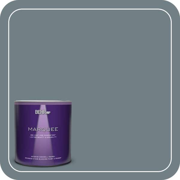 BEHR MARQUEE 1 qt. #BXC-48 Courtyard Blue Eggshell Enamel Interior Paint & Primer