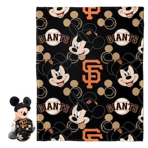 MLB Sf Giants Pitch Crazy Mickey Hugger Pillow and Silk Touch Throw Set