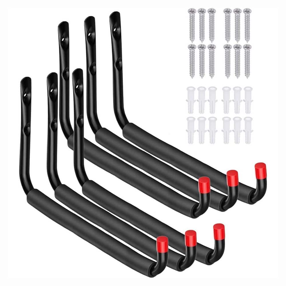 6 Pack Black Steel EVA Foam Garage Wall Rack Hooks Heavy Duty Non-Slip Organizer for Bikes Tools Garden Storage price history on PriceWatchPro