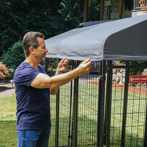 Lucky Dog Stay Series Villa 8 x 4 x 6 ft. Black Powder Coat Steel
