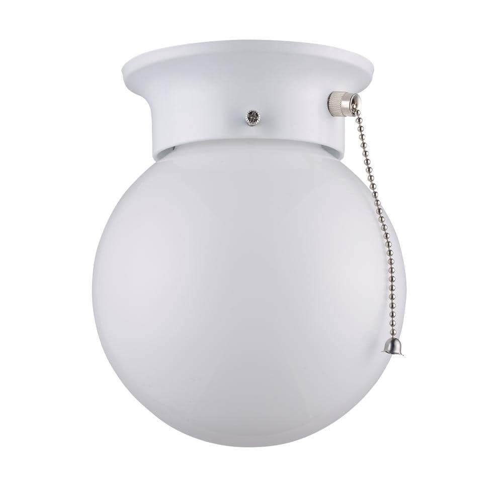 White Glass Globe Flush Mount with LED and Incandescent Options