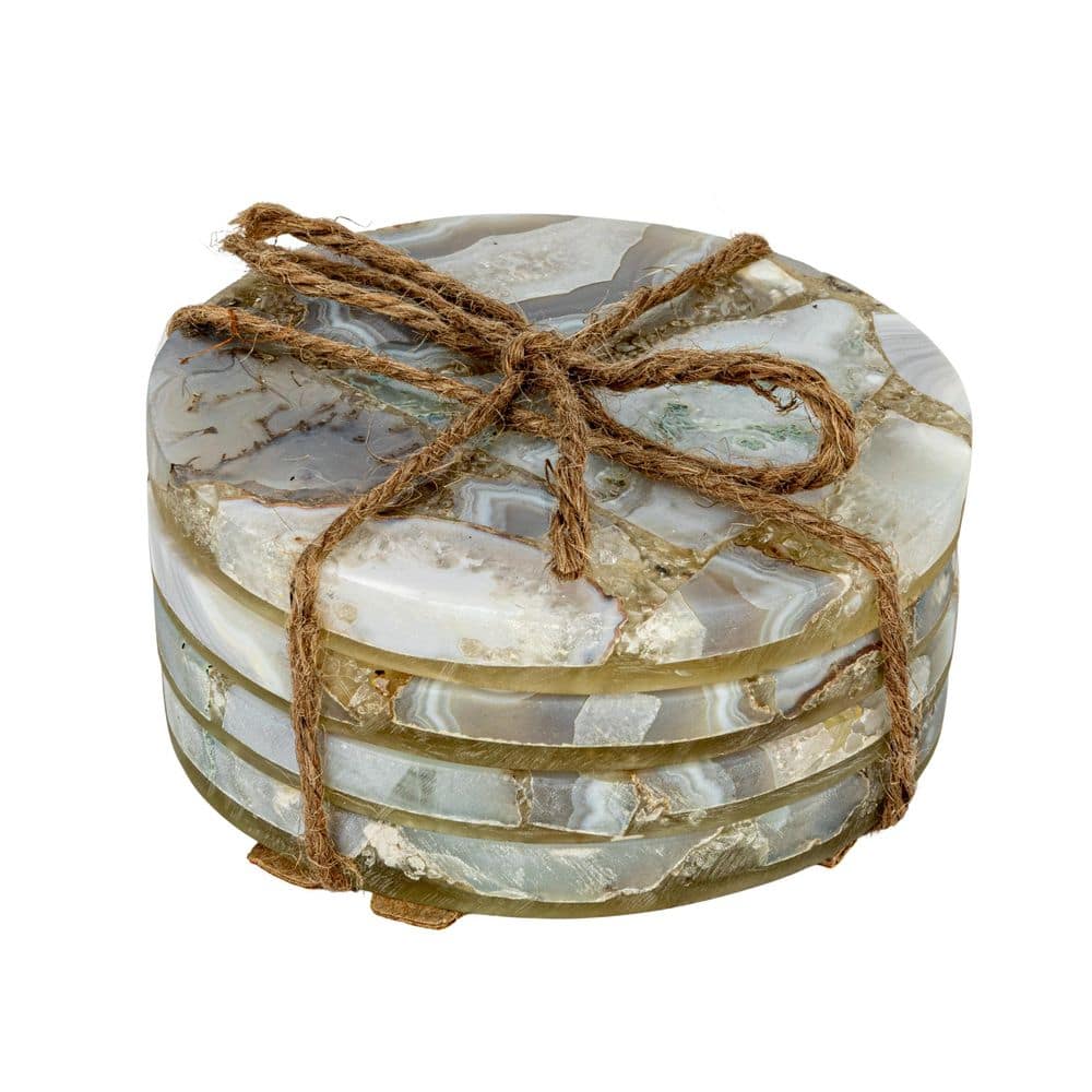 Storied Home 4 in. Multicolor Round Agate Coasters (Set of 4
