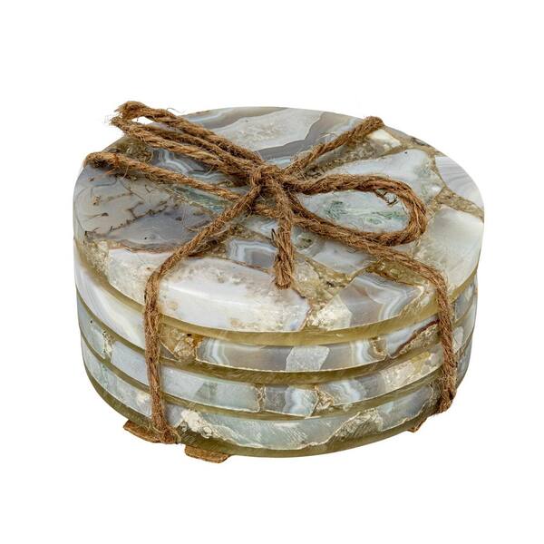 4 in. Multicolor Round Agate Coasters (Set of 4)