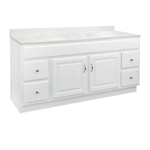 Design House Concord 60 in. W Bath Vanity in White with Double Sinks Cultured Marble Vanity Top in Ivory Swirl