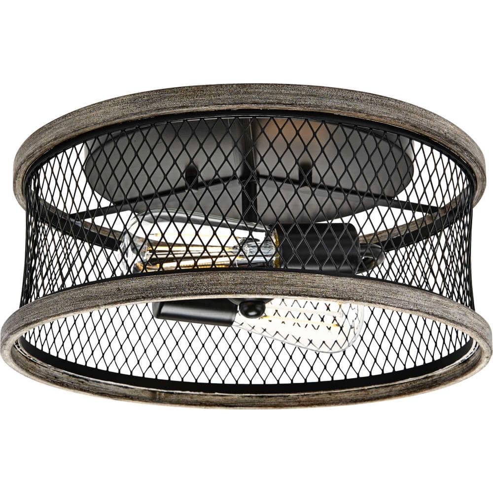 Progress Lighting Austelle 14 in. 2-Light Antique Bronze Flush Mount P350154-020 - The Home Depot