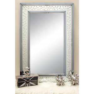 47 in. x 32 in. Rectangle Framed Blue Wall Mirror with Floating Crystals