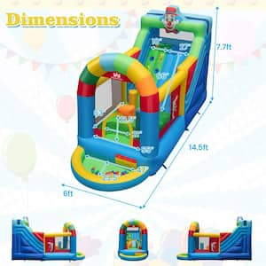 Inflatable Bounce House with Climbing Surface Long Slide Obstacles with 735W blower