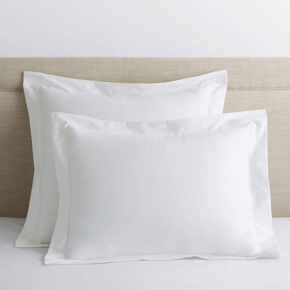 The Company Store Legends Hotel Organic White Solid 300-Thread Count Cotton Sateen Standard Sham