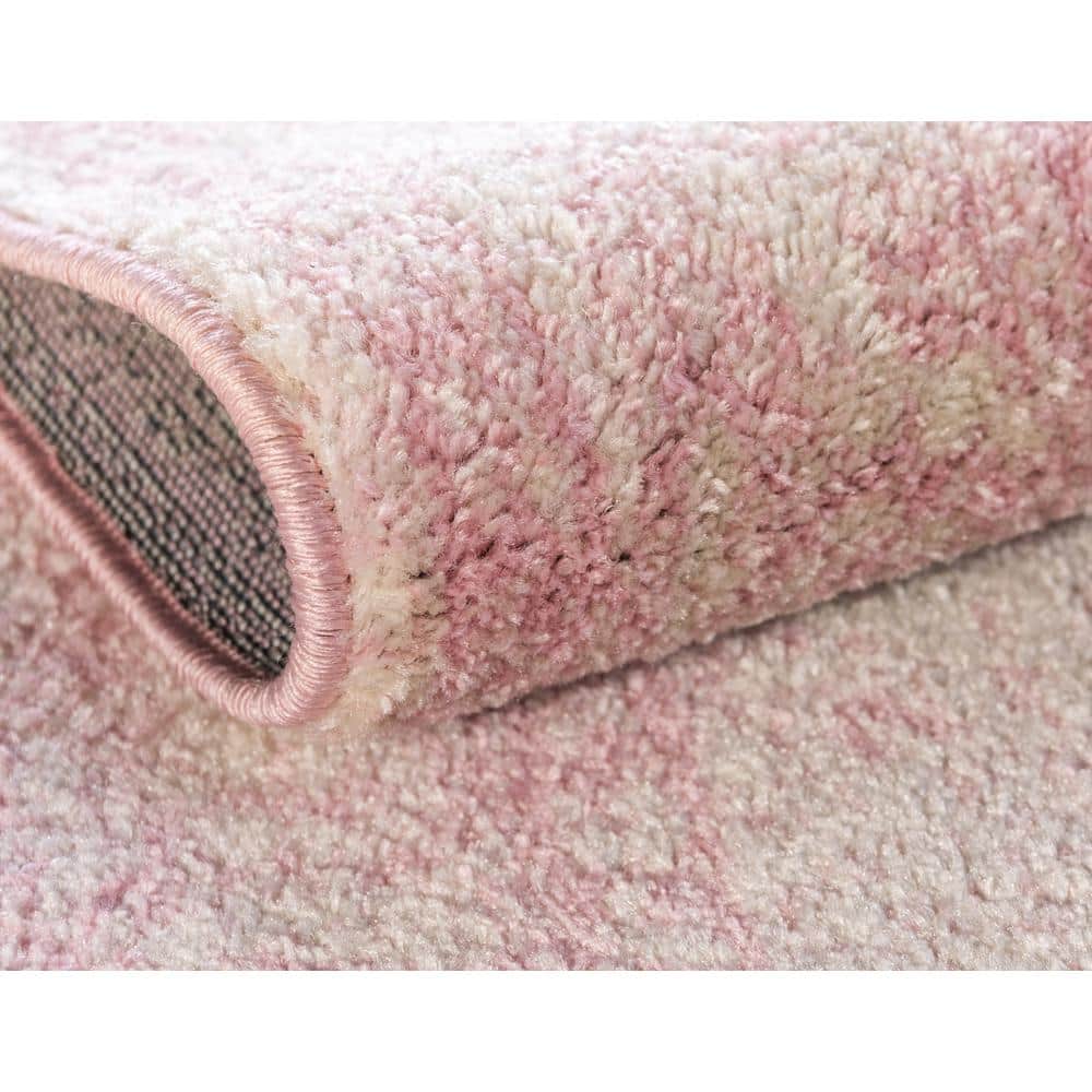 Pink Medallion 9' x 12' Stain-Resistant Synthetic Area Rug