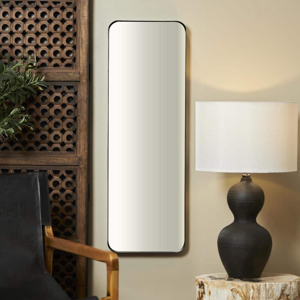 Litton Lane 36 in. x 12 in. Rectangle Framed Black Wall Mirror with ...
