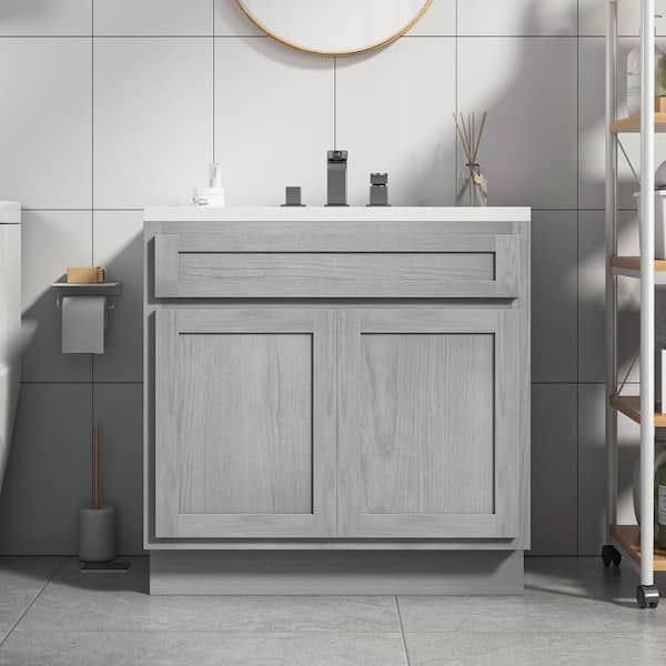 Vanity Art 36 in. W x 21 in. D x 32.5 in. H 2-Doors Bath Vanity Cabinet without Top in Silver