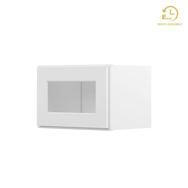 HOMLUX Easy-DIY 18 in. W x 12 in. D x 12 in. H Plywood Ready to Assemble Wall Kitchen Cabinet in Royal White Glass Not Included