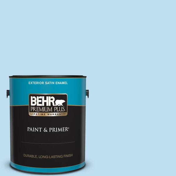 BEHR PREMIUM PLUS 1 gal. #550A-2 Tropical Pool Satin Enamel Exterior Paint & Primer