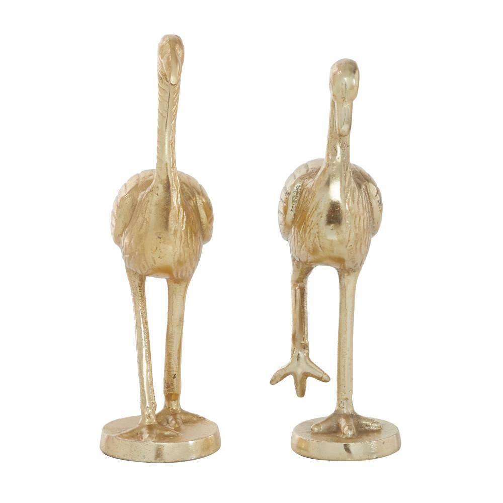 Gold Aluminum Flamingo Sculptures Set of 2