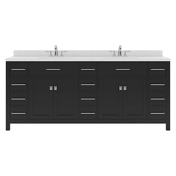 Virtu USA Caroline Parkway 78 in. W x 22 in. D x 35 in. H Double Sink Bath Vanity in Espresso with Quartz Top