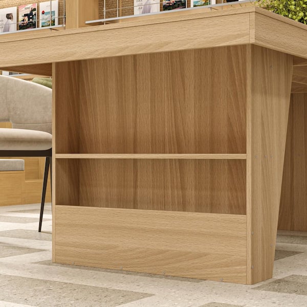 FUFU&GAGA 78.7 in. Rectangular Natural Engineered Wood 0-Drawer
