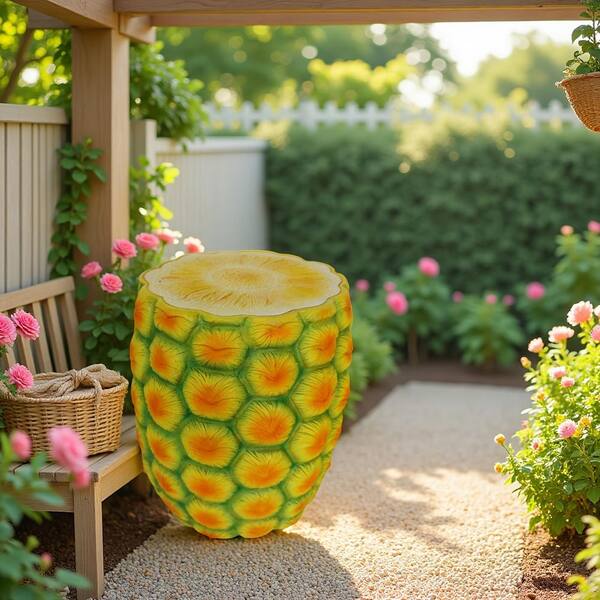 Plastic Garden Stool, Resin Pineapple-Shaped Home Decor Stool for