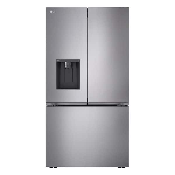 36 in. 26 cu. ft. 3 Door French Door Refrigerator in Stainless Steel with External Ice & Water Dispenser, Door Cooling
