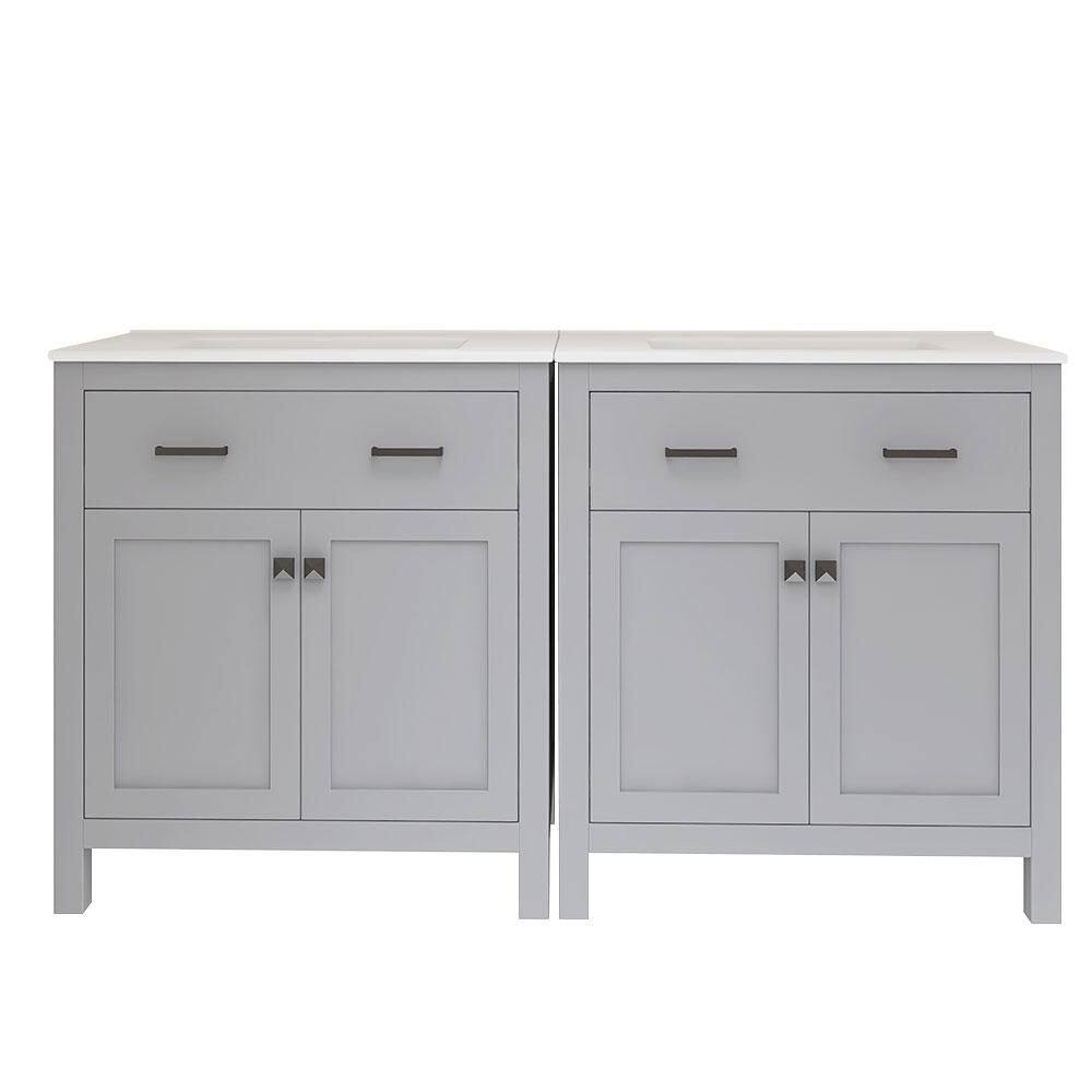 60in. Freestanding Double Sink Gray Bath Vanity with White Ceramic Top price history on PriceWatchPro