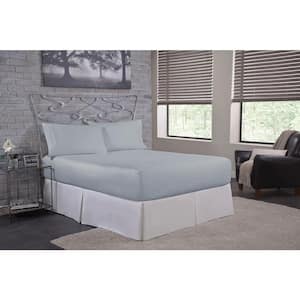 4-Piece Blue Solid 500 Thread Count Cotton Full Sheet Set