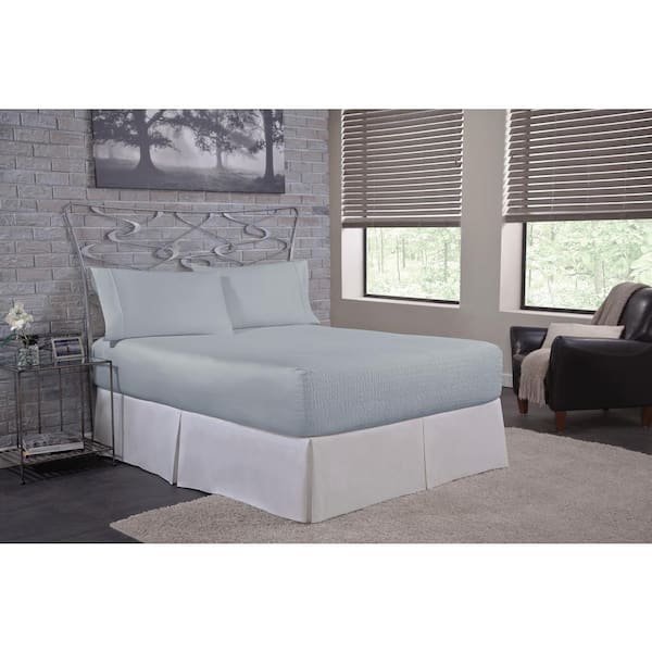 BedTite Absolutely Fitting 4-Piece Light Blue Solid 800TC Cotton Blend Queen Sheet Set