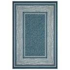 Ottomanson Ottohome Non-Slip Rubberback Bordered 3x5 Indoor Area Rug, 3'3 x 5', Blue