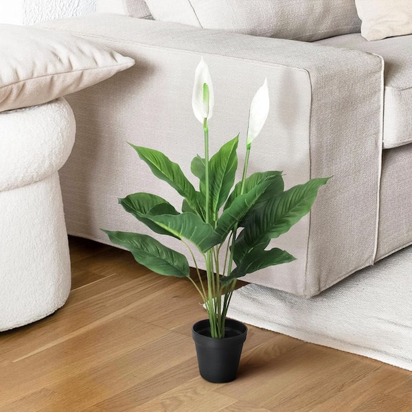 28 in. Real Touch White Artificial Peace Lily Plant Spathiphyllum in Pot