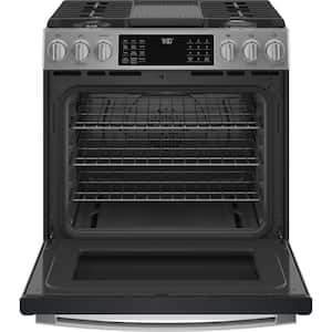Profile 30 in. 5 Burner Smart Slide-In Gas Range in Fingerprint Resistant Stainless with Convection and Air Fry