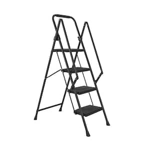 Folding Step Stool, 4.5 ft. 4 Step Steel Step Ladder (10 ft. Reach Height), 500 lb. Load Capacity Type IAA Duty Rating