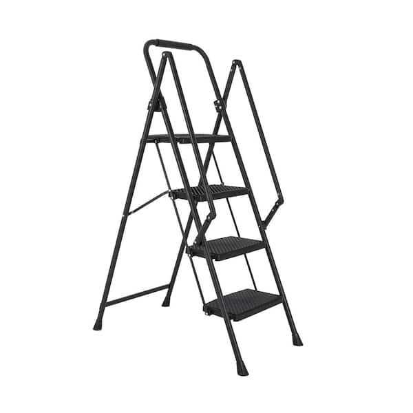 Folding Step Stool, 4.5 ft. 4 Step Steel Step Ladder (10 ft. Reach Height), 500 lb. Load Capacity Type IAA Duty Rating