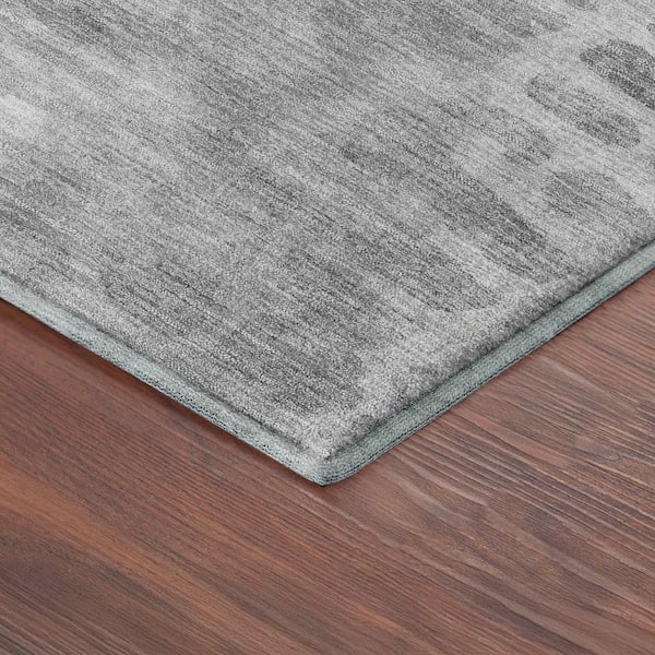 Mayfield Premium Machine Washable Abstract AMF2382 Gray 3 ft. x 5 ft. Area Rug