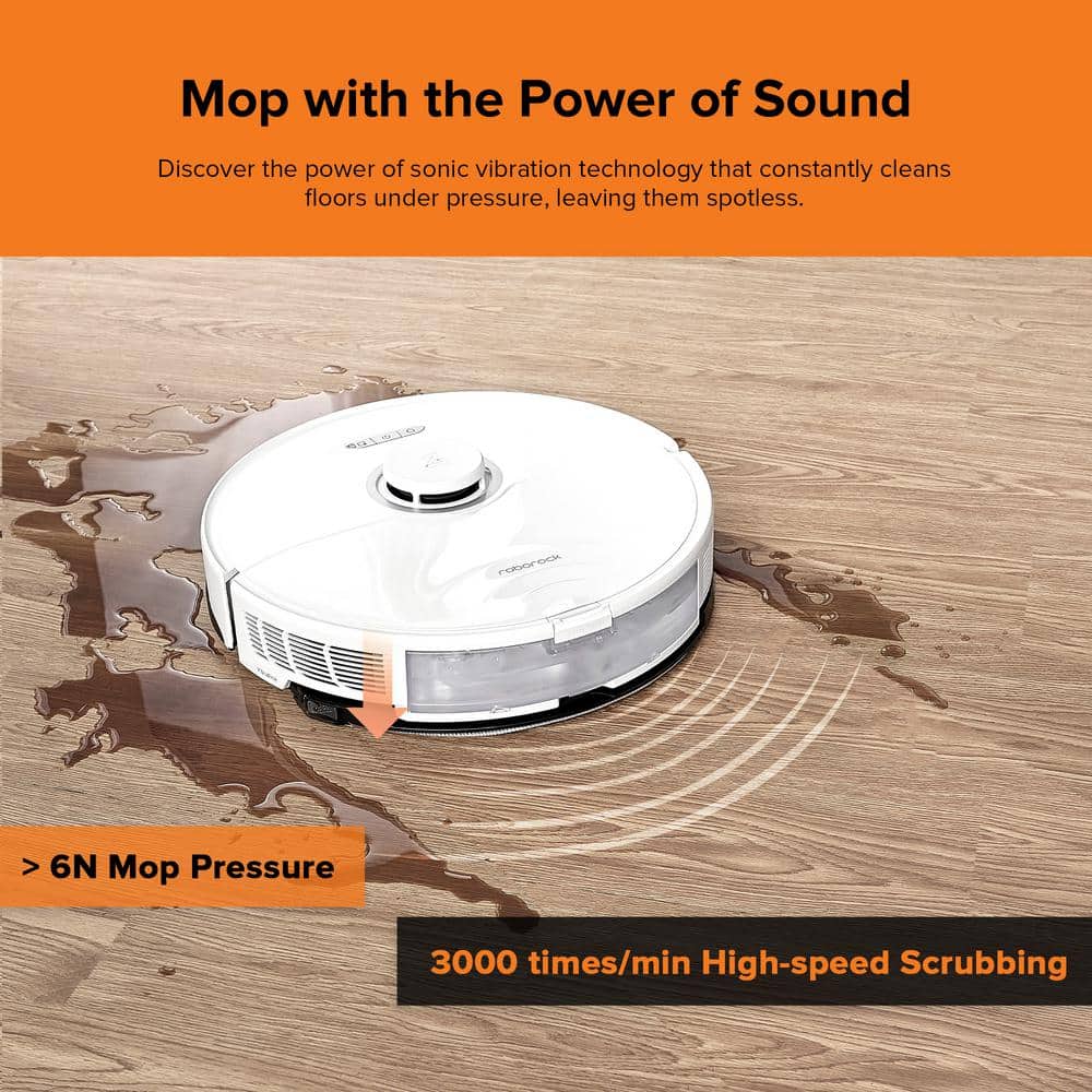 Roborock S8 White Cordless Robot Vacuum and Mop with Smart Mapping