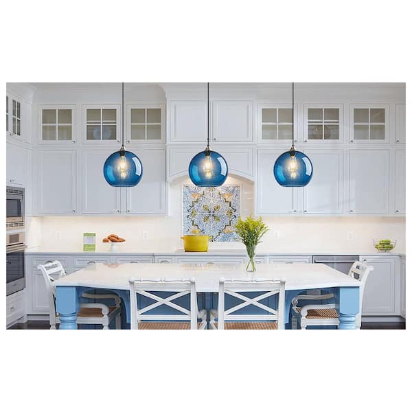 ZHLWIN Home Lighting ‎60 Watts 1-Light 9.84 in. Blue Glass Pendant