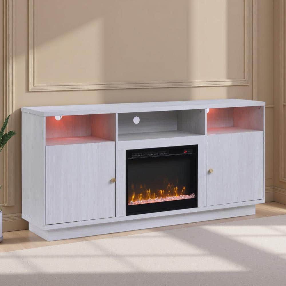 70 inch White Walnut Fireplace TV Stand Console with Heater,LED Lighting,Multiple Flame and LED Color Settings price history on PriceWatchPro