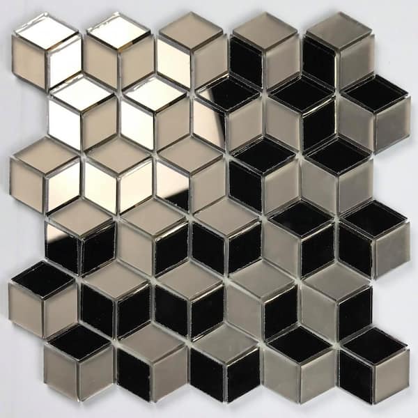 ABOLOS Hollywood Regency Bronze Diamond Mosaic 9.5 in. x 9.5 in. Glass Mirror Wall Tile (0.7 Sq. Ft./Sheet)