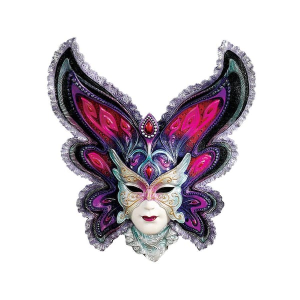 Design Toscano 11.5 in. x 10.5 in. Maidens of Mardi Gras Butterfly Maiden Wall Mask Sculpture