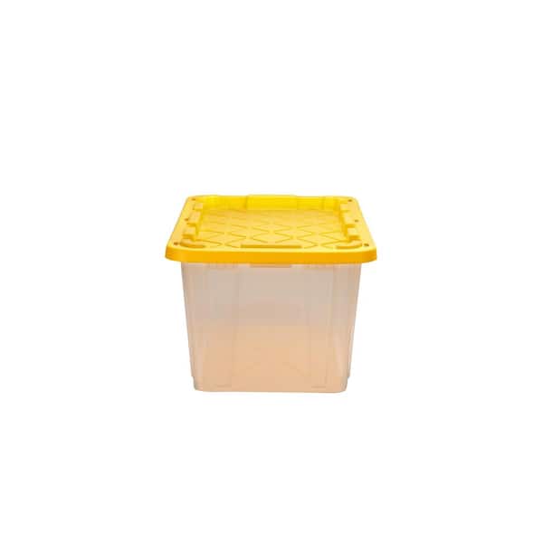 Tough Box Commander 27 Gal. Stackable Storage Tote with Lids, Black and  Yellow (4-Pack) 540011-4 - The Home Depot