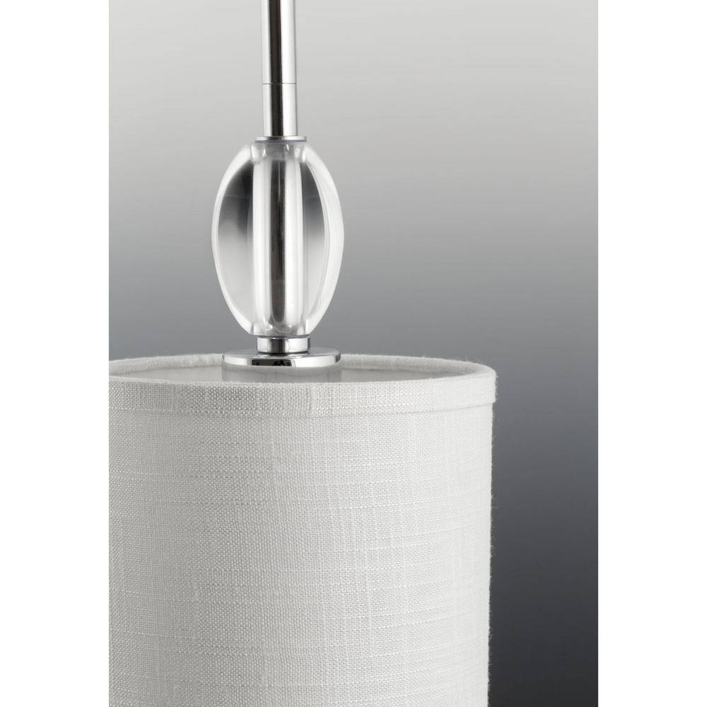 Chrome and Glass Four-Light Foyer Pendant with Off-White Shade
