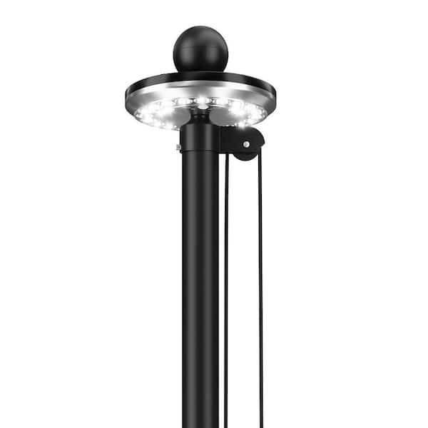 2-Position 6061-T6 Aluminum Flagpole Kit with Solar Light 11-Gauge Heavy Duty In-Ground Flag Pole