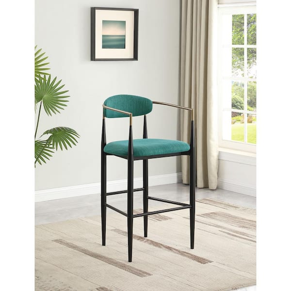 Tina 30 in. Green Open Back Wood Bar Stool with Fabric Seat (Set of 2)